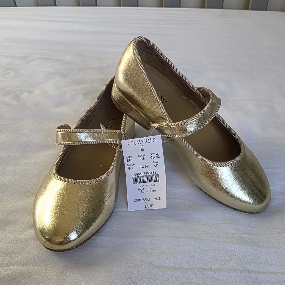 Crewcuts Gold Mary Jane Dress Shoes